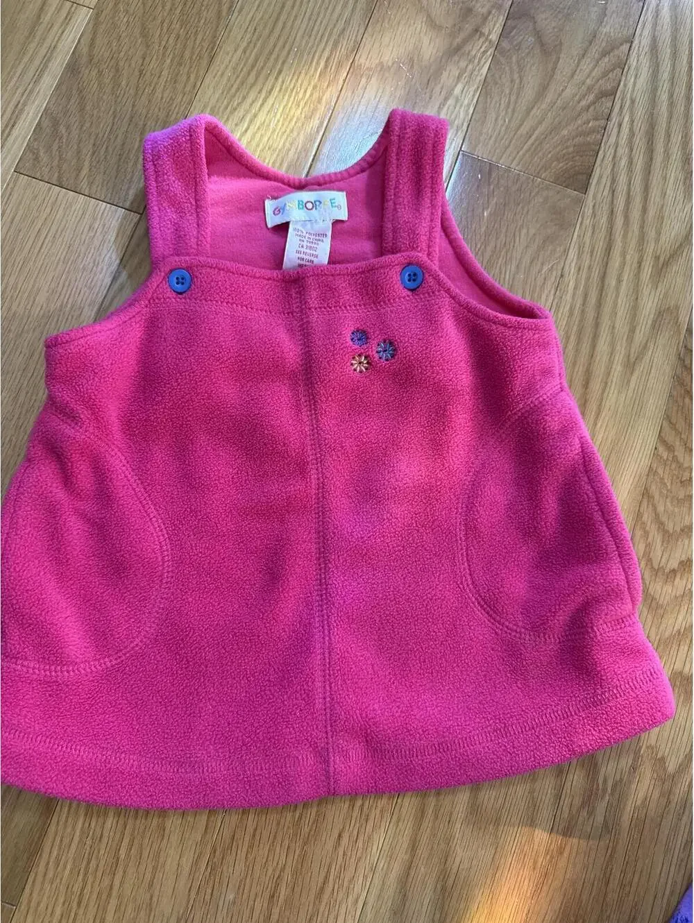 Vintage Gymboree Rainbow Tag Fleece Jumper Dress with Floral Embroidery
